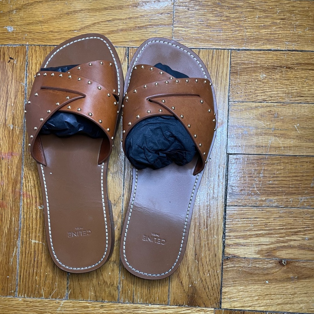 Celine Criss Cross Slides with Studs - Picture 2 of 5
